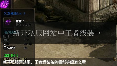 新开私服网站里,王者级装备的佩戴等级怎么看